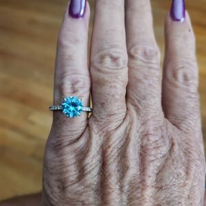 Solitare March Aquamarine birthstone ring